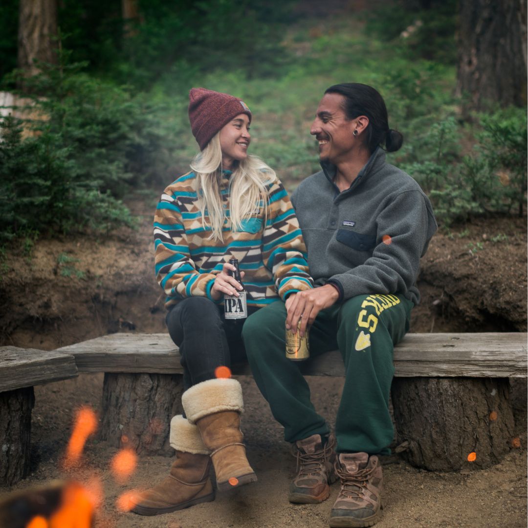 img of a couple sitting by a fire